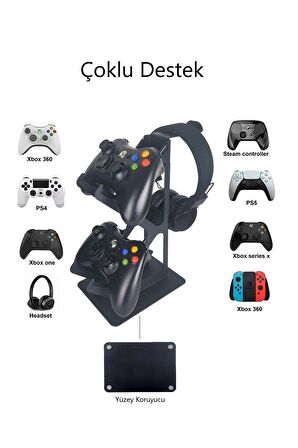 Metal Gaming Ps4 Ps5 Xbox Joystick Controller Tutucu Ve Kulaklık Dikey Standı