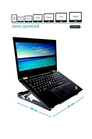 Yükseklik Ayarlı Çelik Laptop Standı Notebook Soğutucu Sehpası Yükseltici Stand-siyah-10/18.4 Inch