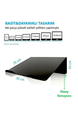 Laptop Standı Notebook Soğutucu Macbook Yükseltici Sehpa-Metal-Siyah