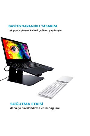 Laptop Standı Notebook Soğutucu Yükseltici Sehpa-metal-siyah