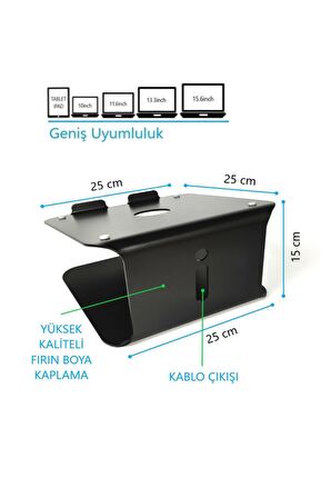 Tüm Markalarla Uyumlu Laptop Standı Notebook Soğutucu Macbook Yükseltici Sehpa-Siyah