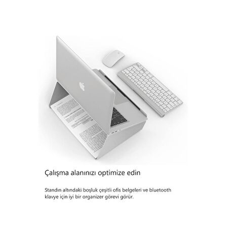 Metal Laptop Standı Notebook Macbook Sehpası Gümüş Renk