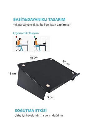 Metal Laptop Standı Notebook Soğutucu Laptop Sehpası -Siyah