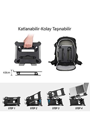 Katlanabilir Tüm Modellerle Uyumlu Çelik Sınırsız Açıda Kolay Ayarlanır Laptop Standı