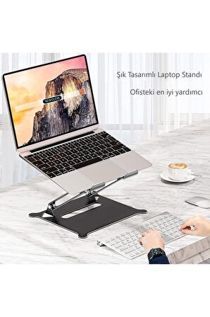 Katlanabilir Tüm Modellerle Uyumlu Çelik Sınırsız Açıda Kolay Ayarlanır Laptop Standı