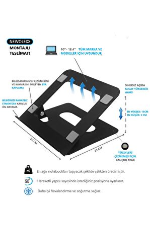 Bütün Markalarla Uyumlu  Kolay Yükseklik  Ayarlı  Katlanabilir Paslanmaz Metal Laptop Standı