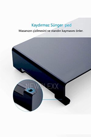 Çok Amaçlı Monitör Laptop Notebook Standı Yükseltici Sehpa Siyah Metal