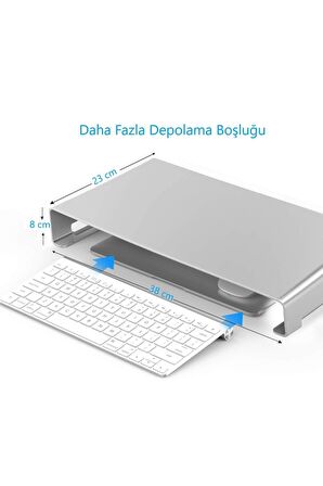 Çok Amaçlı Monitör Laptop Notebook Standı Yükseltici Sehpa Gümüş Gri Metal