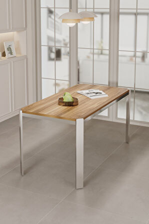 Nexa Demir Metal Ayaklı 70x120 Sabit Masa Yemek Odası Takımı, Mutfak Takımı 4 Adet Sandalye