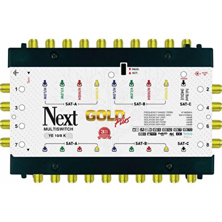 NEXT YE-10/8 SONLU SANTRAL 2+1 UYDU GİRİŞLİ (2 Uydu + Digitürk)