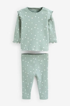 Next Baby % 100 Pamuklu Pink Green 3’lü Alt Üst Takım