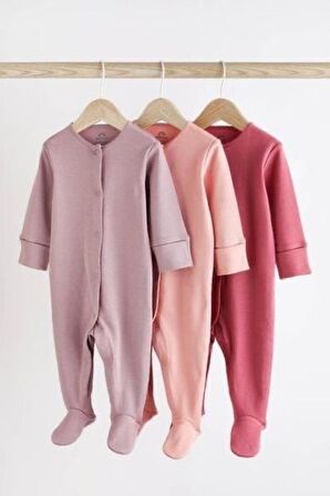 % 100 Pamuklu Pink 3’lü Tulum Set