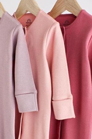 % 100 Pamuklu Pink 3’lü Tulum Set