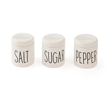 3 Lü Porselen Baharatlık Baharat Takımı Seti