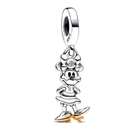 Gümüş s925 Damgalı Disney 100. Yıl Dönümü Minnie Mouse Sallantılı Charm