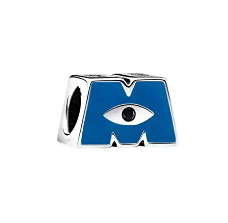 Gümüş s925 Damgalı Disney Pixar Sevimli Canavarlar M Logo Charm