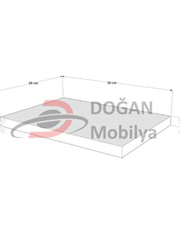 Duvar Rafı Parlak Beyaz Uçan Raf Mdf Gizli Bağlantılı ( 30 X 20 Cm) 18mm Kalınlıkda