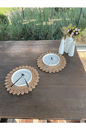 2 Adet Nilüfer Hasır Görünümlü Amerikan Servis Supla 33 cm