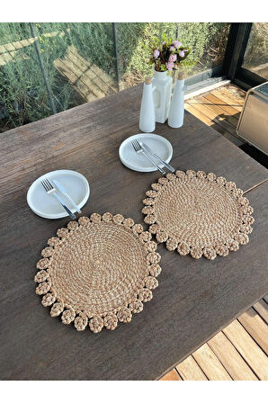 2 Adet Nilüfer Hasır Görünümlü Amerikan Servis Supla 33 cm