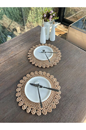 2 Adet Nilüfer Hasır Görünümlü Amerikan Servis Supla 33 cm