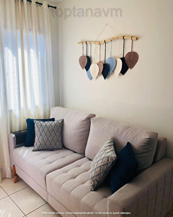 Ninastore Makrome Duvar Süsü Yaprak Şeklinde Dekoratif Hediyelik 