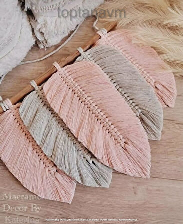 Ninastore Makrome Duvar Süsü Yaprak Şeklinde Dekoratif Hediyelik 