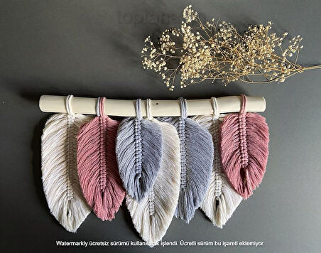Ninastore Makrome Duvar Süsü Yaprak Şeklinde Dekoratif Hediyelik 