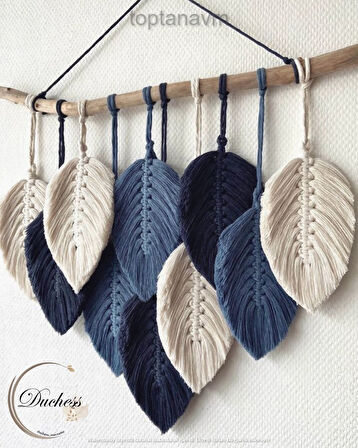 Ninastore Makrome Duvar Süsü Yaprak Şeklinde Dekoratif Hediyelik 