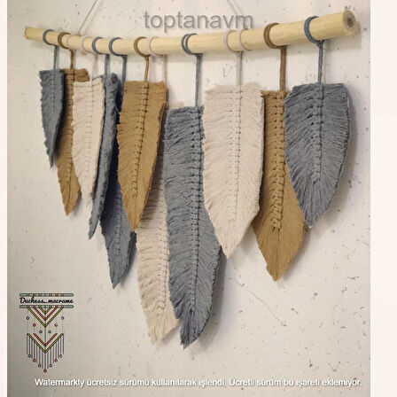 Ninastore Makrome Duvar Süsü Yaprak Şeklinde Dekoratif Hediyelik 