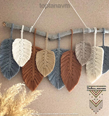 Ninastore Makrome Duvar Süsü Yaprak Şeklinde Dekoratif Hediyelik 