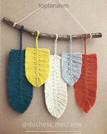 Ninastore Makrome Duvar Süsü Yaprak Şeklinde Dekoratif Hediyelik 