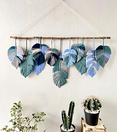 Ninastore Makrome Duvar Süsü Yaprak Şeklinde Dekoratif Hediyelik 