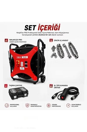 Ninjaflex Pro Profesyonel Gider Açma Makinesi 20 Metre Otomatik Tamburlu 1400 Watt