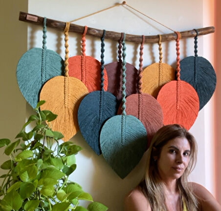Makrome Dekoratif Duvar Süsü Yaprak Modelİ Şık Tasarım