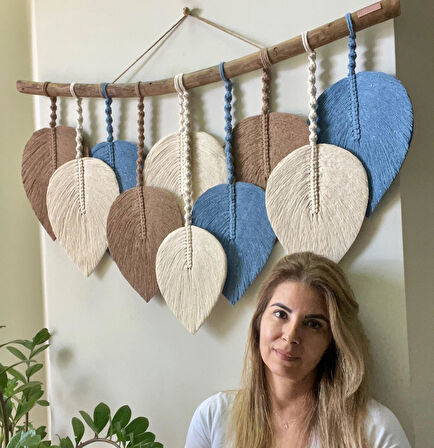 Makrome Dekoratif Duvar Süsü Yaprak Modelİ Şık Tasarım