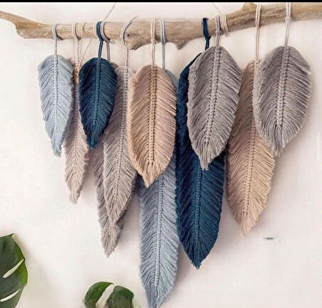 Makrome Dekoratif Duvar Süsü Yaprak Modelİ Şık Tasarım