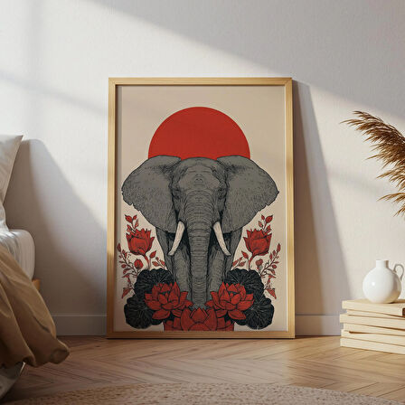 Fil Halk Sanatı: Kırmızı Lotus, Boho Safari Dekoru ( ))