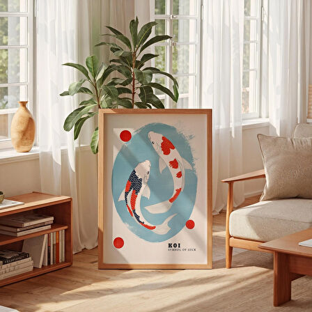 Koi Balığı Resmi, Japon Duvar Sanatı, Koi Balığı, Japandi Duvar Sanatı, Galeri Duvar Sanatı