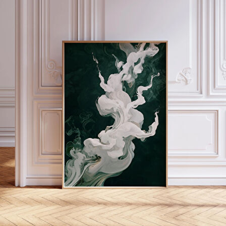 Adaçayı Yeşili Japandi Duvar Sanatı, Modern Soyut Sanat, Orta Yüzyıl Modern Duvar Sanatı