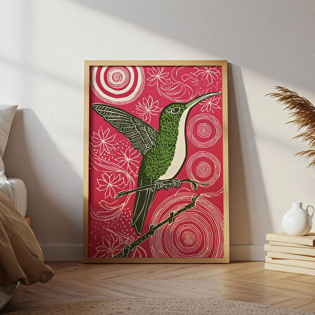 Sinek Kuşu Halk Sanatı: Renkli Boho Kuş Posteri ( )