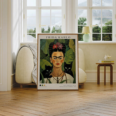 Ormanda Siyah Kedilerle Frida Kahlo, Frida Kahlos, Frida Kahlo Fotoğrafı, Frida Kahlo Duvar Sanatı