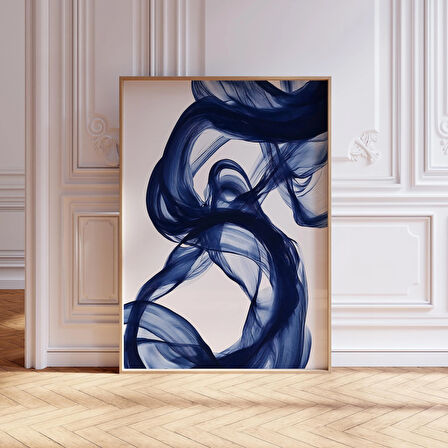 Mükemmel Mavi Minimalist Soyut Çizgiler, Modern Soyut Sanat, Soyut Dalga