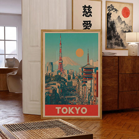 Retro Tokyo Seyahat Posteri: Japon Ufuk Çizgisi Sanatı ( & )