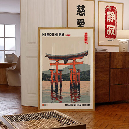 Itsukushima Tapınağı, Hiroşima Japonya Duvar Sanatı, Yüzen Torii Kapısı Posteri