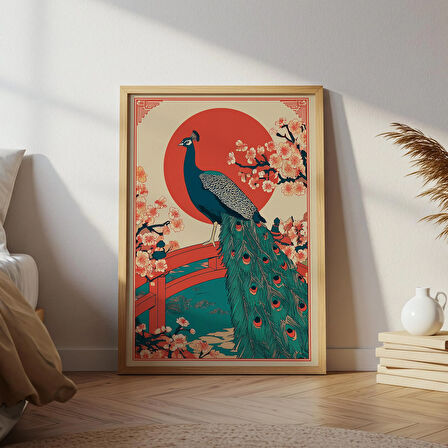 Tavus Kuşu ve Sakura Çiçeği Japon Sanatı ( )