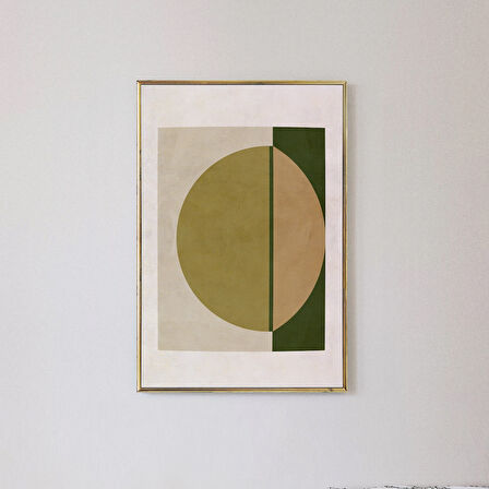: Soyut Sanat Nötr tonlarda modern sanat. Zeytin Yeşili Soyut, Yeşil Geometrik Sanat