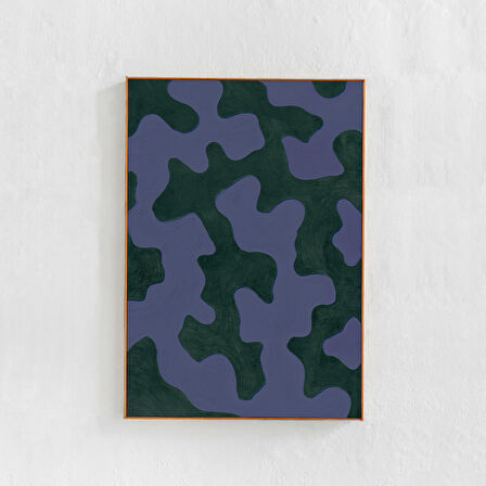 Bulmaca: Büyük Soyut Resim, Mavi ve Zümrüt Yeşili Duvar Sanatı. Çağdaş Sanat Posteri