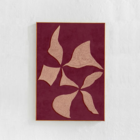 İskandinav Modern Bordo Duvar Dekoru: Şarap ahududu renginde sanat