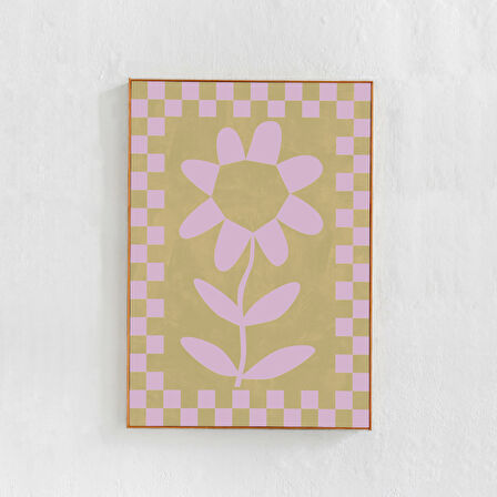 Çiçek sanatı: Pastel boya sanatı, poster. Çağdaş, kareli pembe ve bej sanat