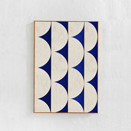 Ekstra Büyük Duvar Sanatı, Kobalt Mavisi Geometrik Sanat, Mavi Modern Sanat